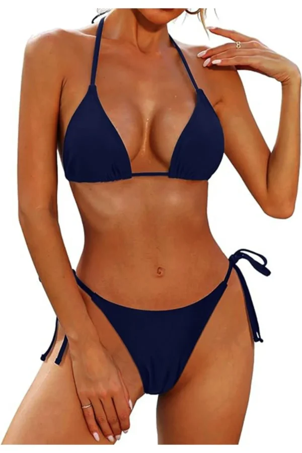 Brncy Lacivert Üçgen İpli Bikini Takımı