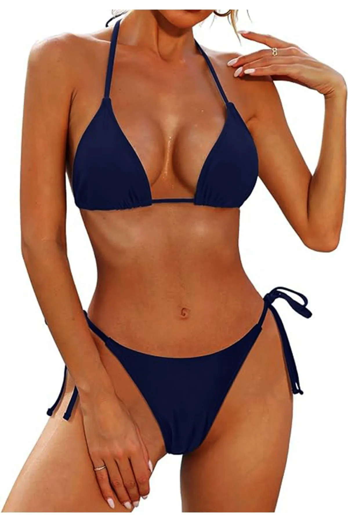 Brncy Lacivert Üçgen İpli Bikini Takımı